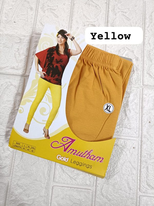 Yellow colour 4 way lycra leggings