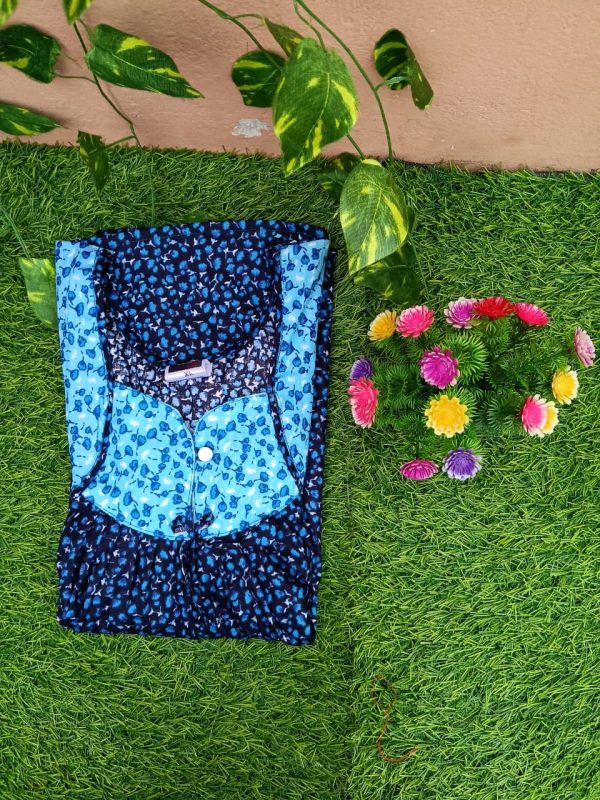 Pure cotton nighty dark blue colour (order minimum 4 piece)