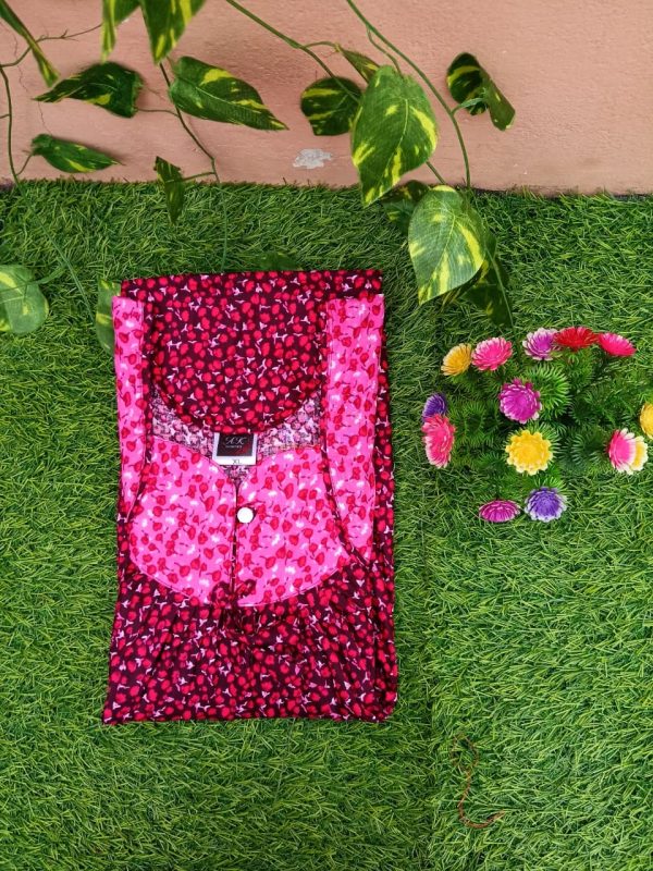 Pure cotton nighty dark Rose flower design (order minimum 4 piece)